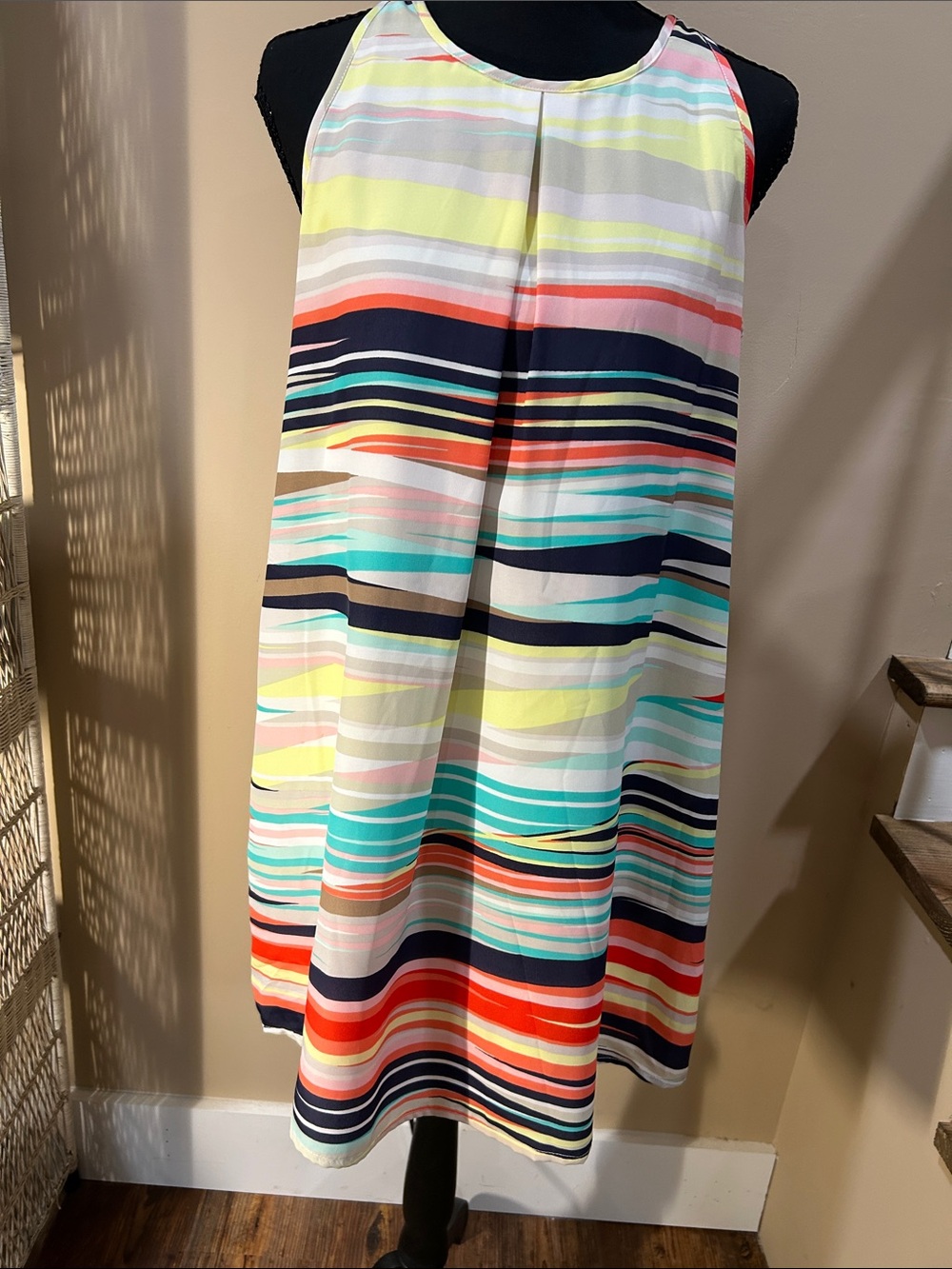 Speechless S Striped Multicolor Sleeveless Shift Dress